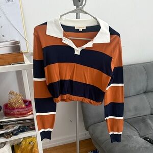 Striped Orange and Navy Women's Top - PACSUN